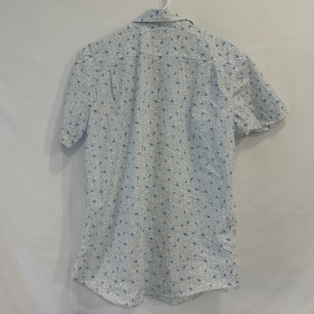 Rodd & Gunn Mens Sports Fit Short Sleeve Button Down Shirt Blue White Print M